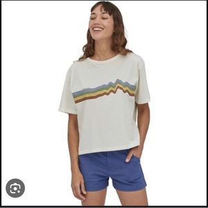 Patagonia Women's Ridge Rise Stripe Organic Easy Cut Tee. Size Medium